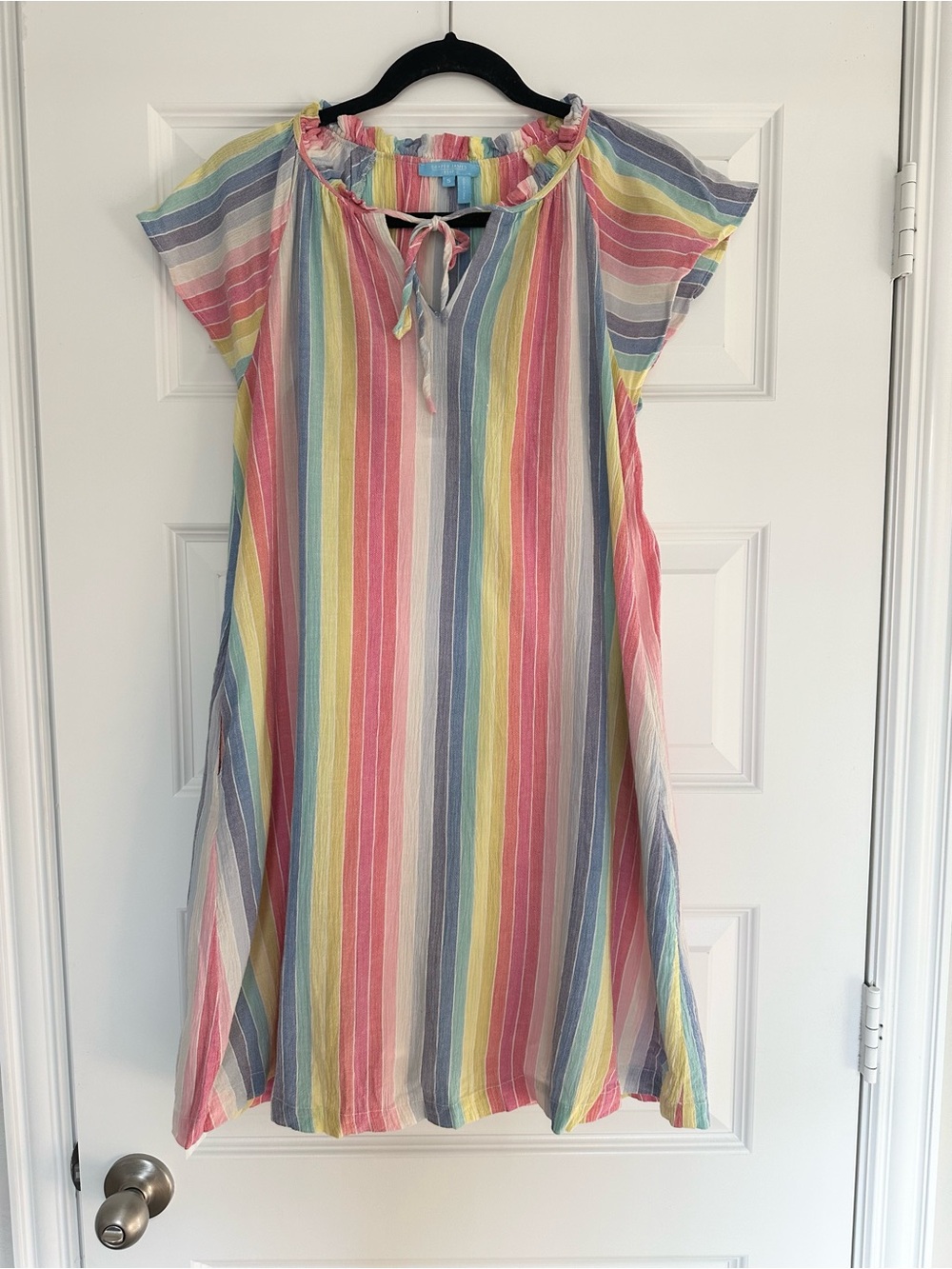 Draper James Pastel Rainbow Stripe Tie-Front Womens Dress